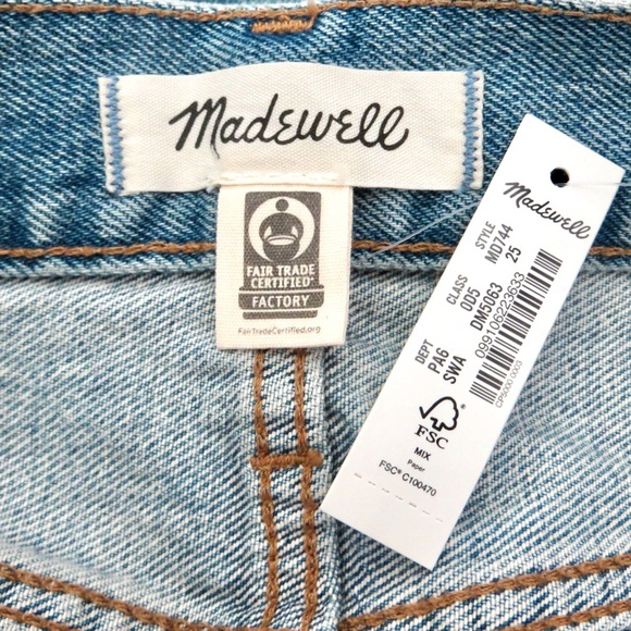 NEW! Madewell Relaxed Mid-Length Denim Shorts Button Fly Blue SZ 25 - Picture 11 of 14